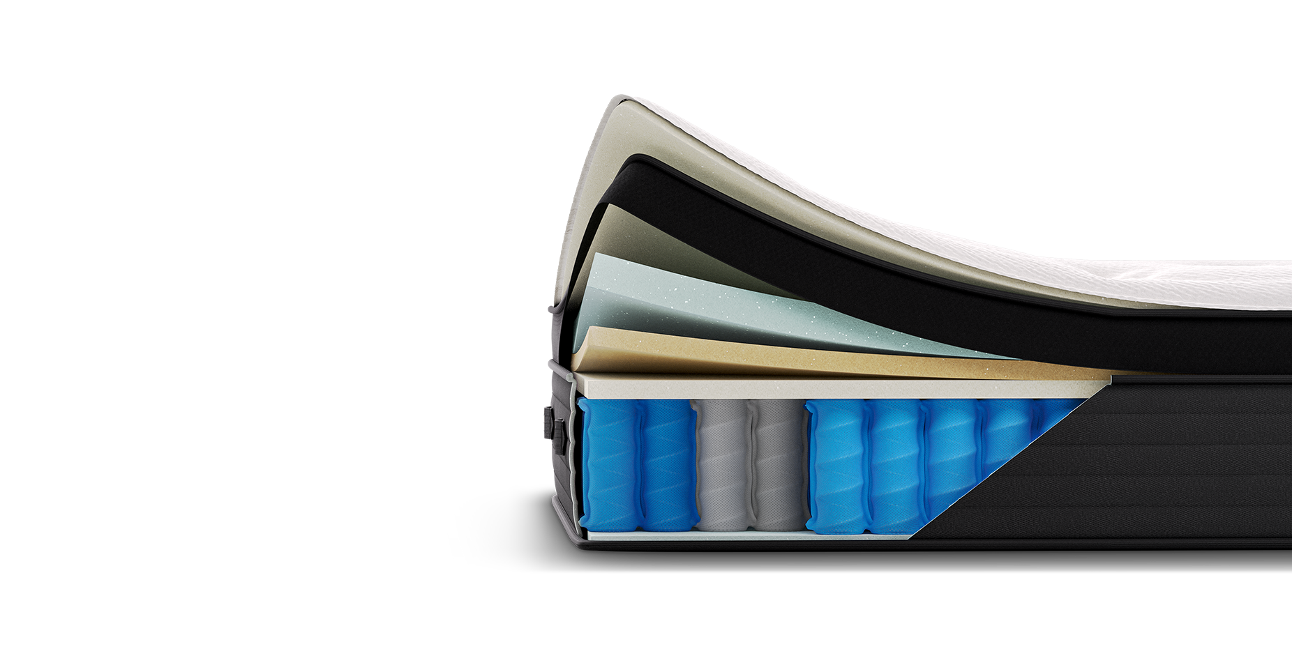 Large x-ray close-up of a Nolah mattress showing each layer