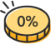 A coin with the label 0% on it