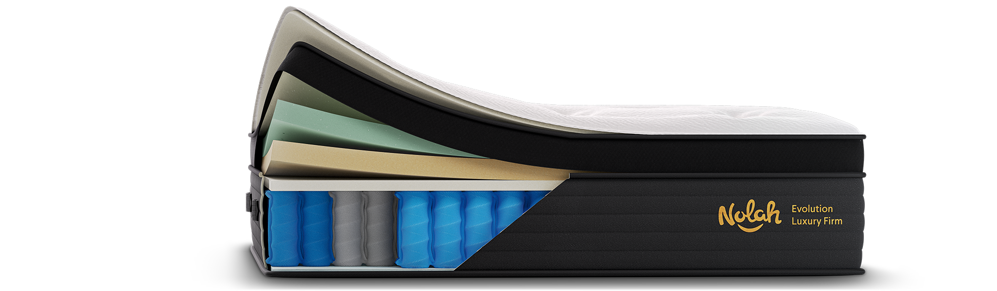 Large x-ray close-up of a Nolah mattress showing each layer