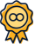 A badge with a symbol representing infinity on it